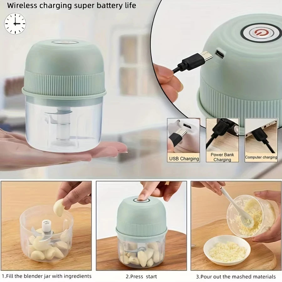 USB portable garlic beater 260ML garlic grinder 2-plade mini chopper electric meat grinder kitchen small tool vegetable chopper